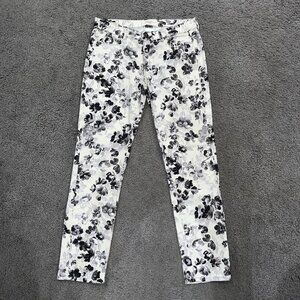 MaxMara Weekend Floral Straight Leg Jeans - Ivory & Black - EUC - Size 10